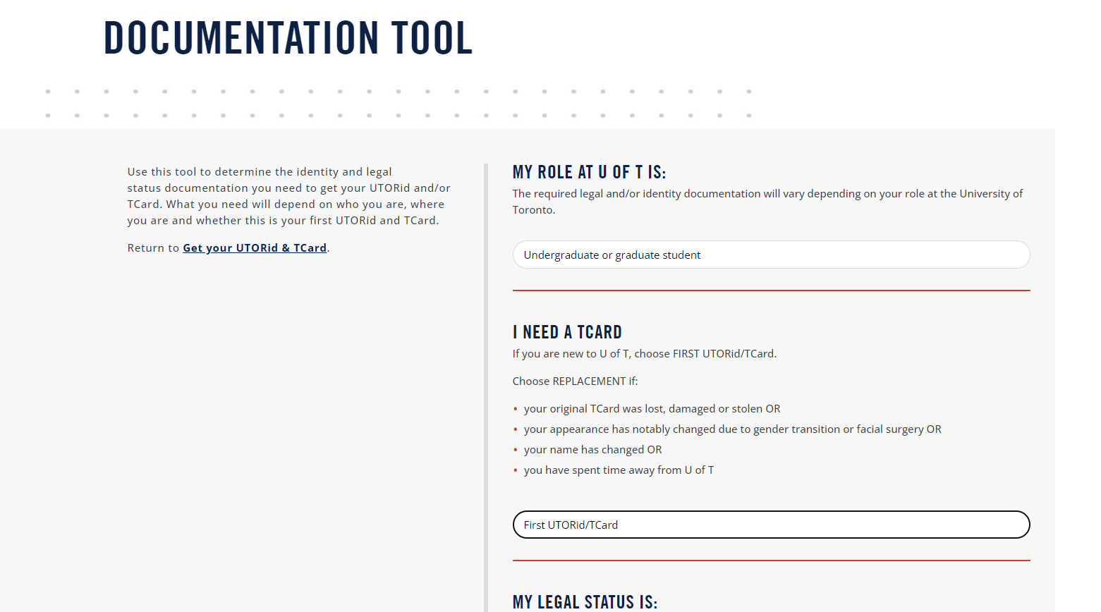 screenshot of the TCard documentation tool