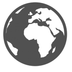 Grey icon of a globe