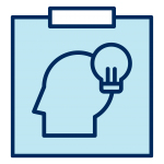 Sticky note with a profile of an individual and a light bulb on it. 