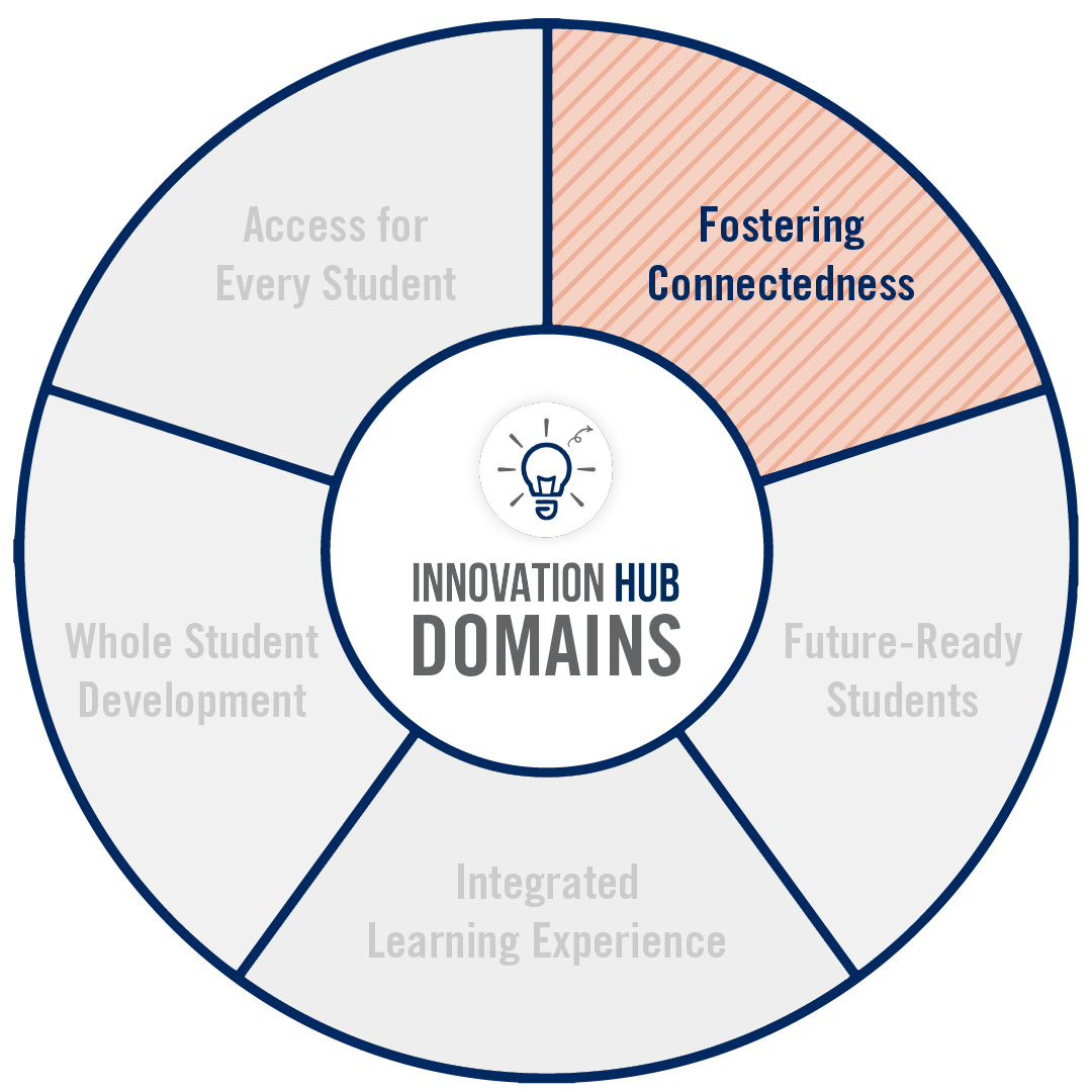 A circular graphic that highlights which domains of innovation are associated to the project.