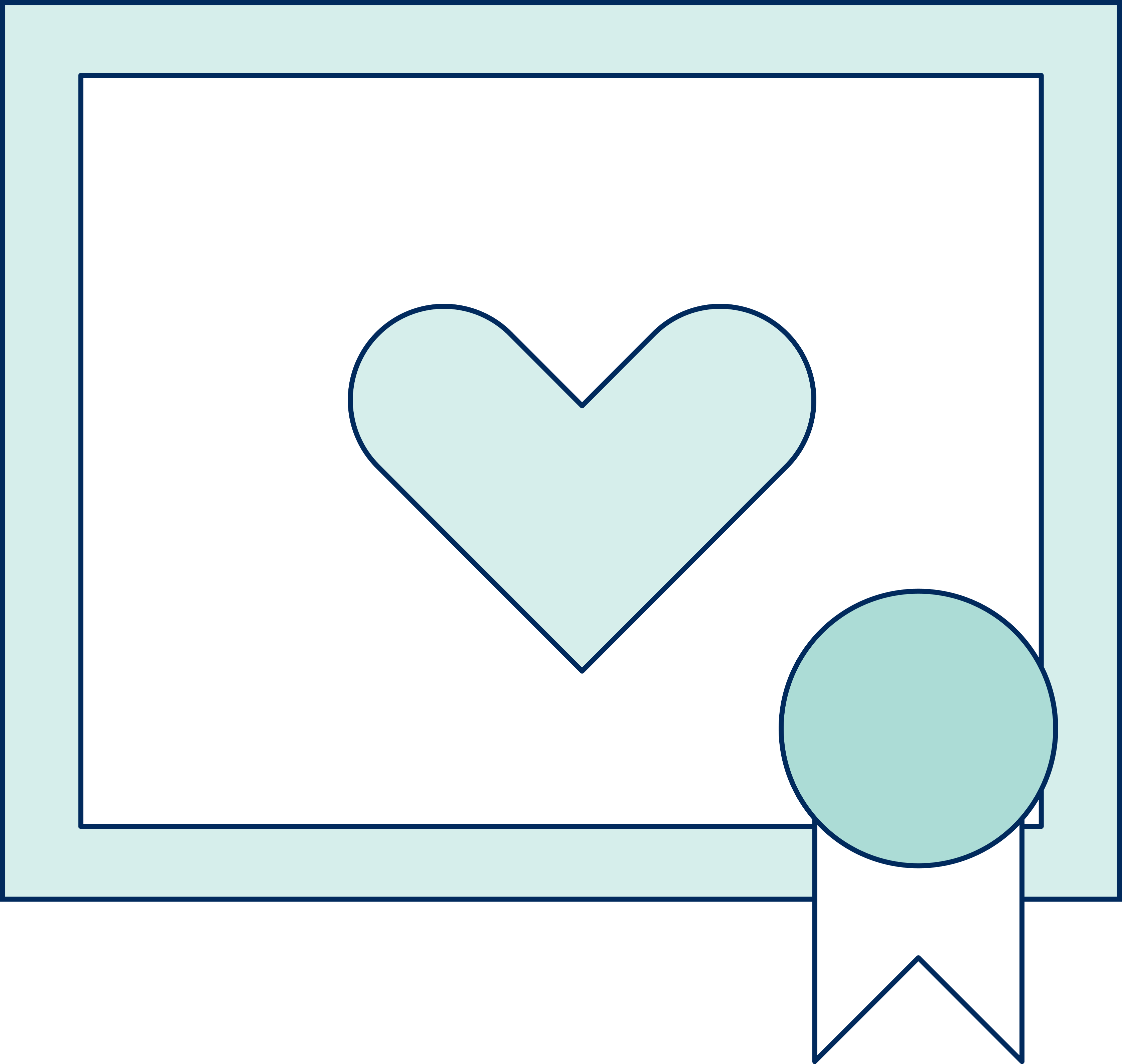 frame with heart and ribbon