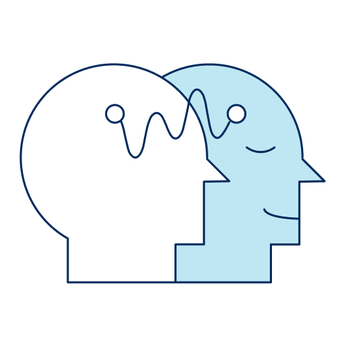 Two heads connected with a wavy line