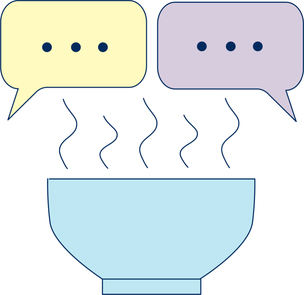 Bowl and Two speech bubbles