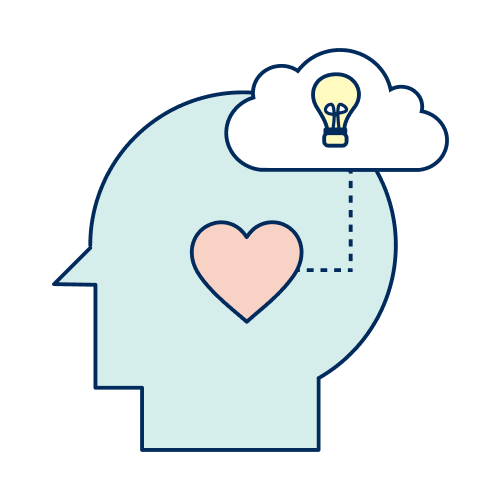 Icon of a person thinking of a new idea through a lightbulb symbol