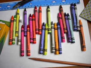 a collection of colourful crayola crayons