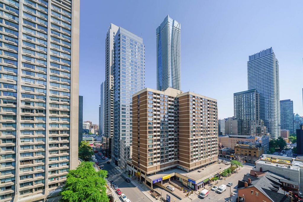 Photo of Charles street residences in downtown Toronto.