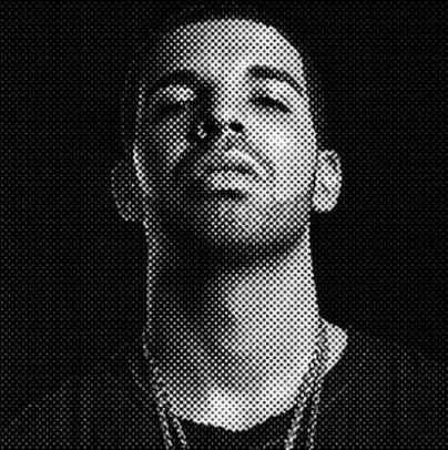 Black and white picture of rapper Drake 