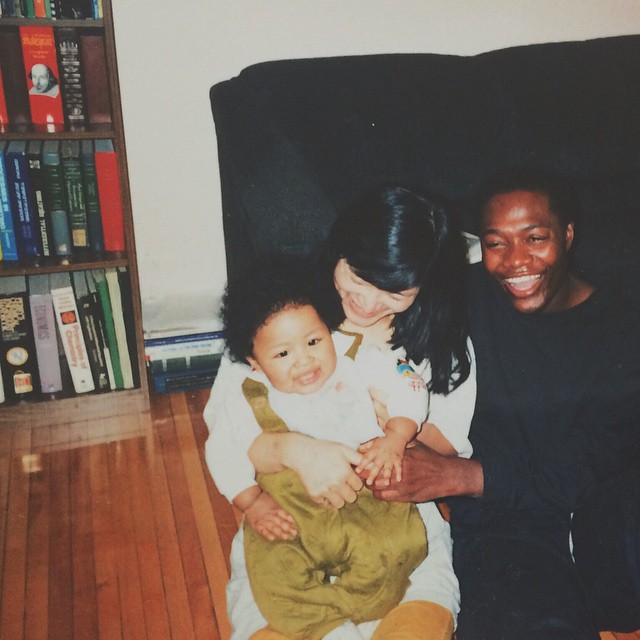 A picture of me as a baby with my mom and dad. It's a very 1995-esque picture. I look like I am wearing a potato, and everyone seems very happy about that.