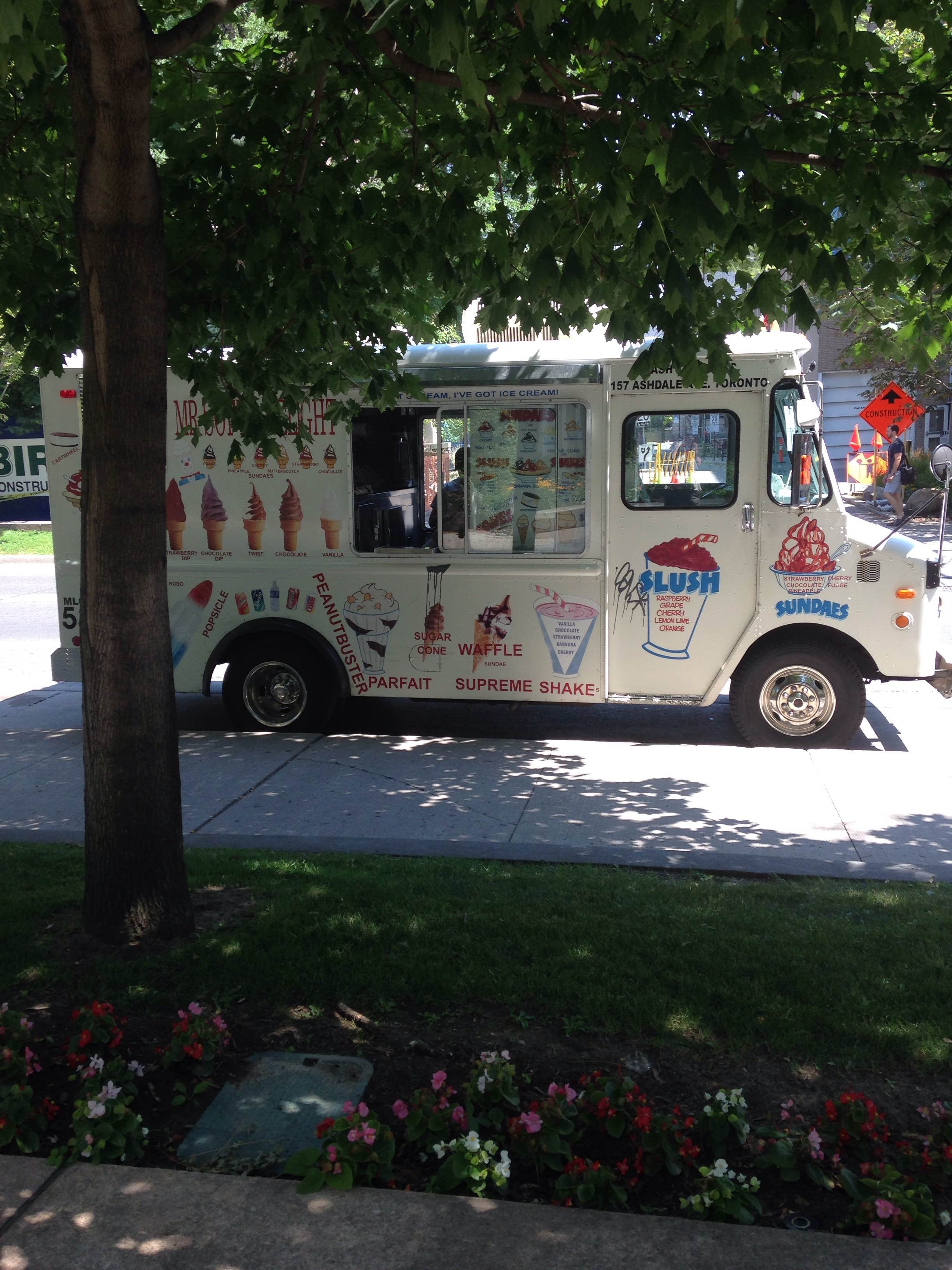 An ice cream truck on campus.