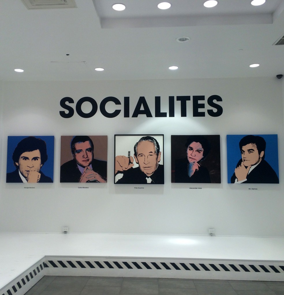 several art works of famous 20th century men with text reading "socialites" above them