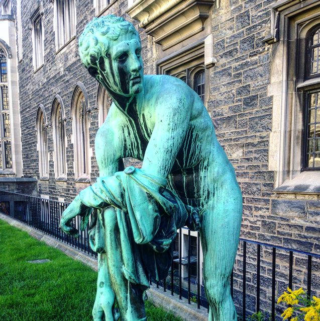 statue of hermes on campus
