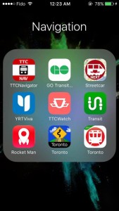 a screenshot of my several commuting apps 