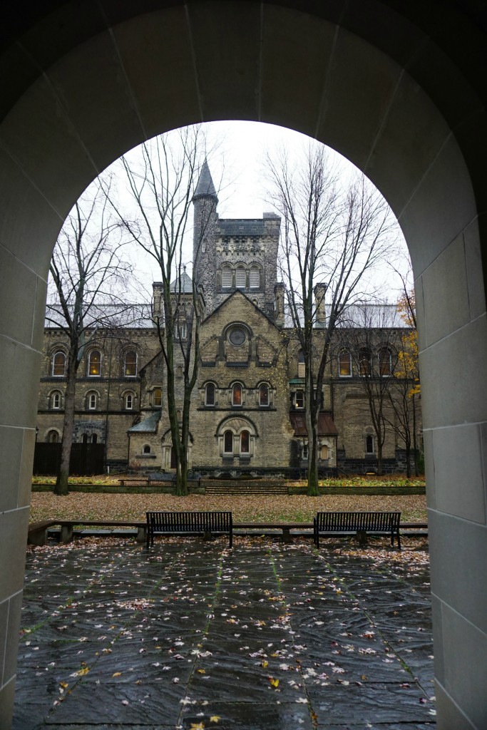 photo of the UC tower taken from outside the art centre, facing the quad