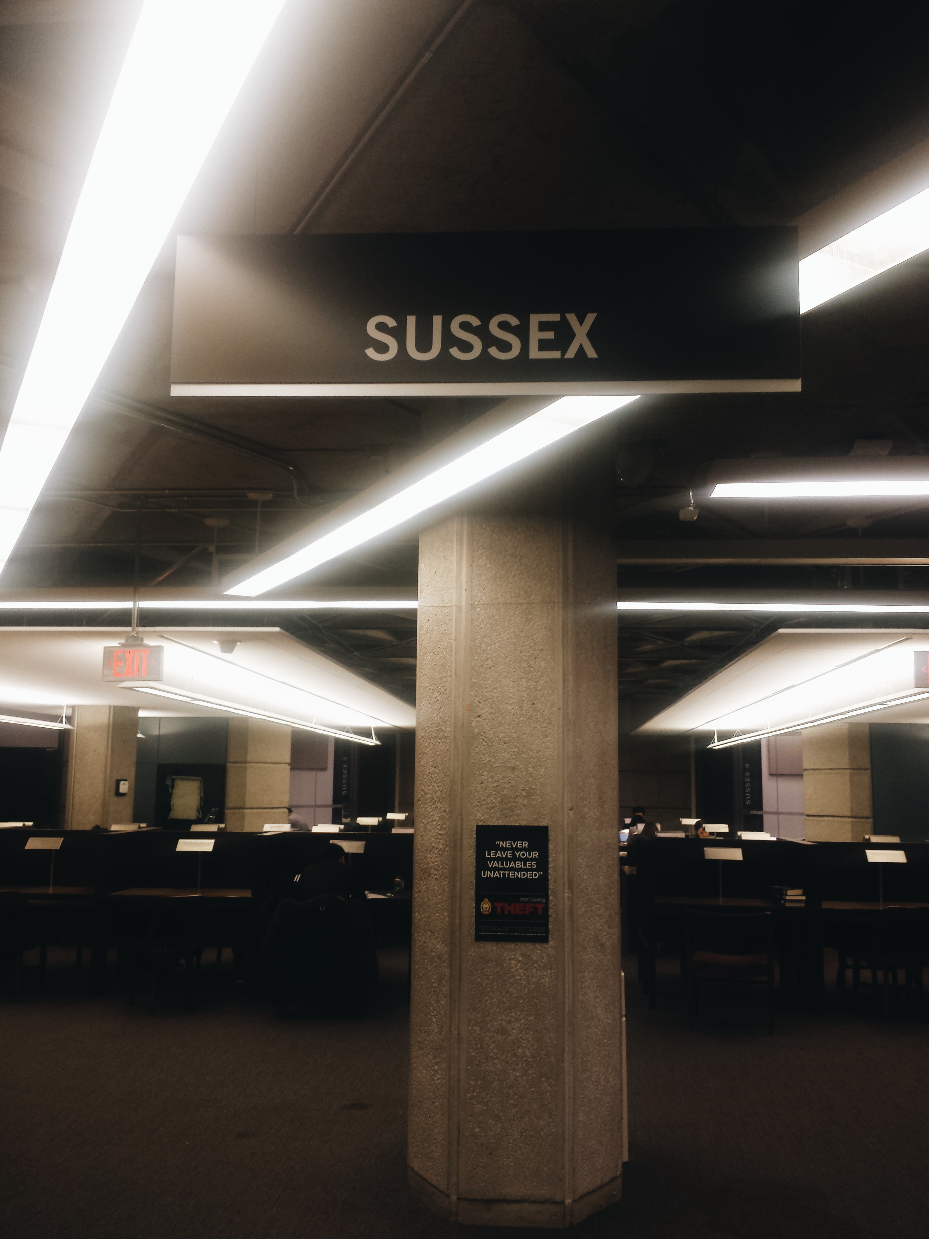 The Sussex sign in Robarts. 