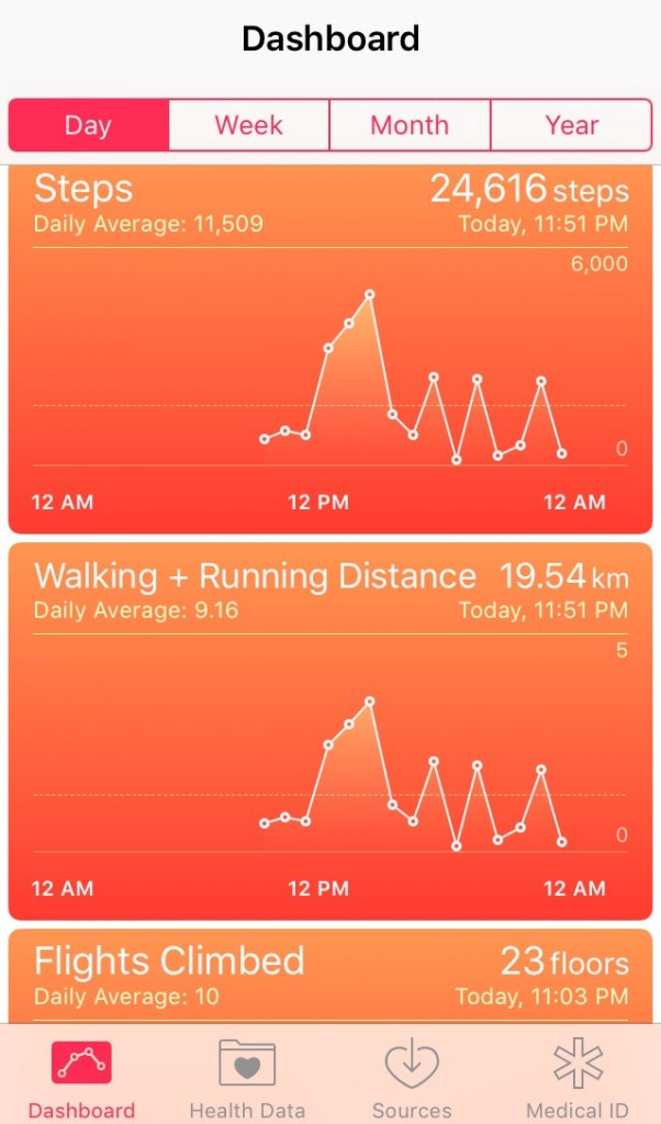 Pictured: my Health app data
