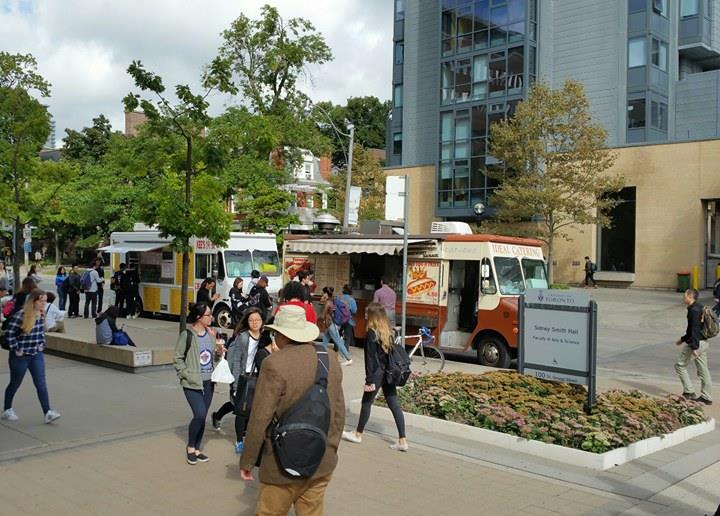 Food trucks outside Sidney Smith Hall