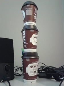 Picture of a tower of coffee cups