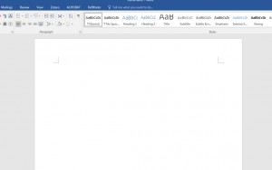 an image of a document spreadsheet that is empty with the microsoft word toolbar along the top and the blue border of the window title at the very top of the image