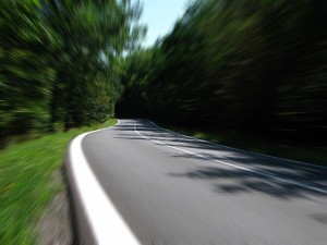 Motion-blurred road