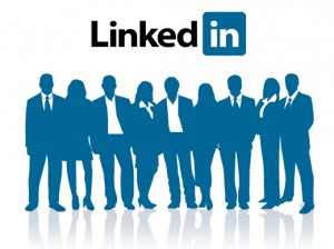 Picture on linkedin logo with people in front of it