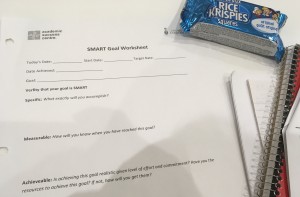 Photo of SMART Goal Worksheet and Rice Krispies 