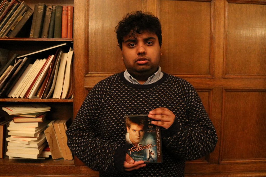 Picture of Avneet holding a DVD copy of Footloose