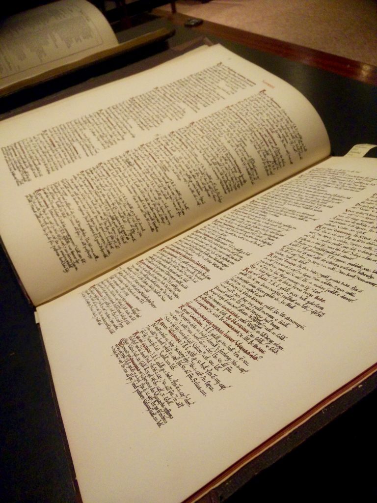 picture of one of the first printed books open to a page