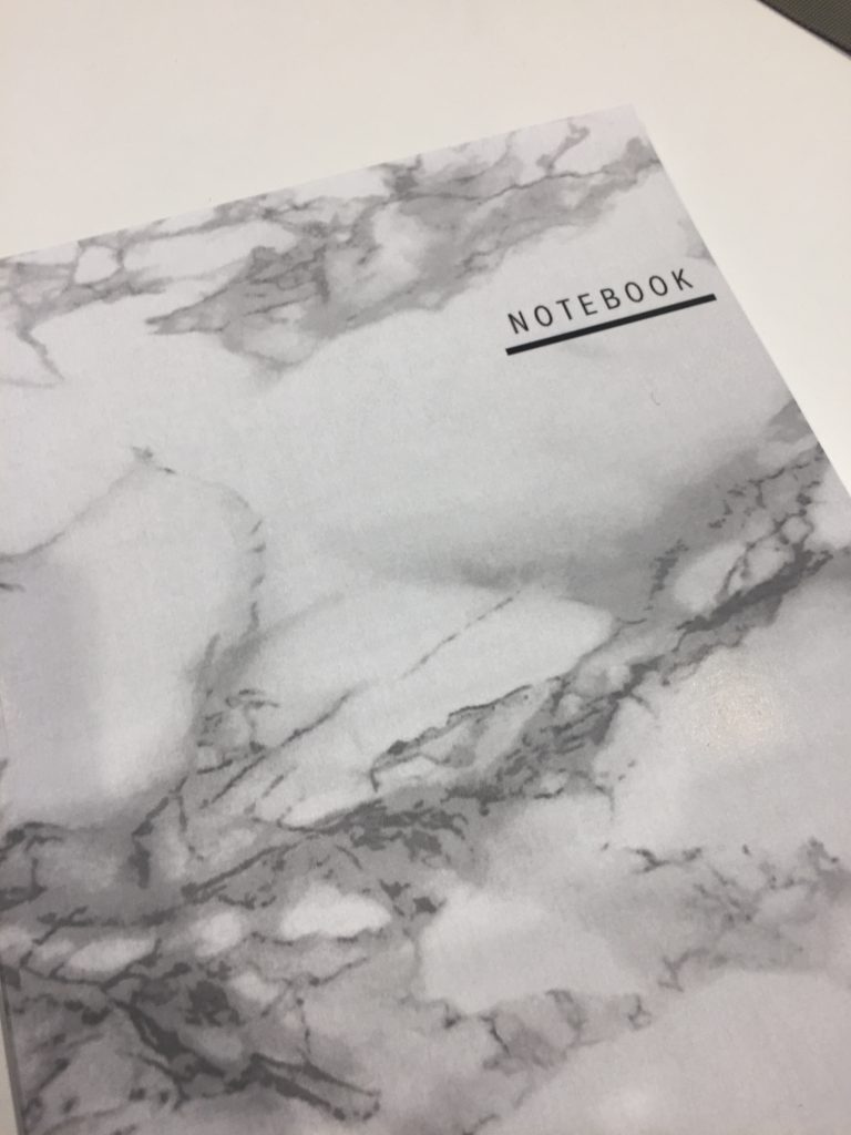 Photo of marble printed notebook