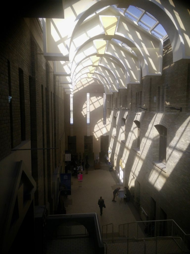 View looking down at the Koffler Student Centre main hallway