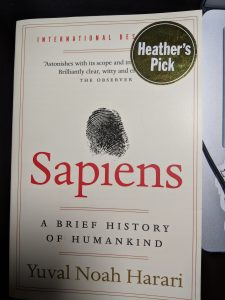 An image of the hit book "Sapiens" by Yuval Noah Harari