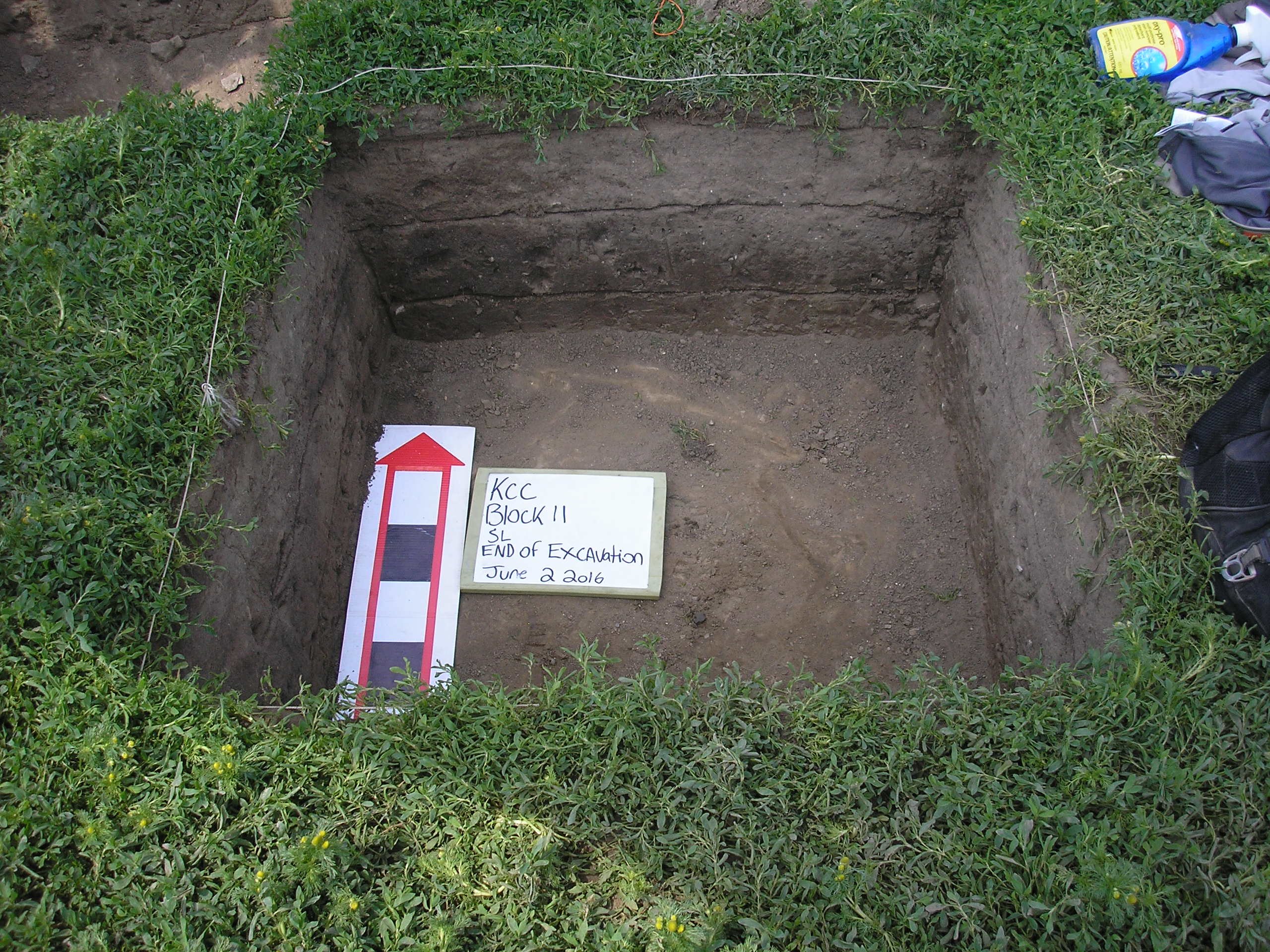 Picture of my archaeological dig site, which I did for ARH306. Caption: Dabbling in archaeology in first-year