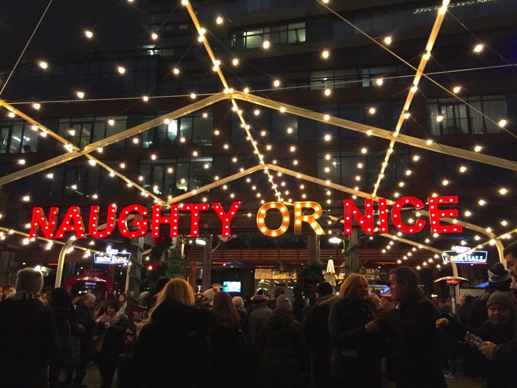 Image of the Naughty or Nice Sign at the Toronto Christmas Market