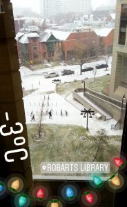 view from robarts of snow