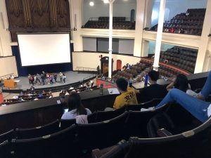 Picture of the inside of Convocation Hall from the third level