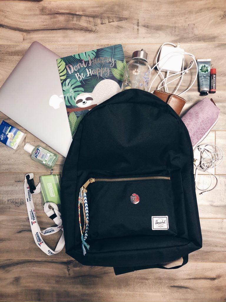 Picture of my backpack with some school supplies