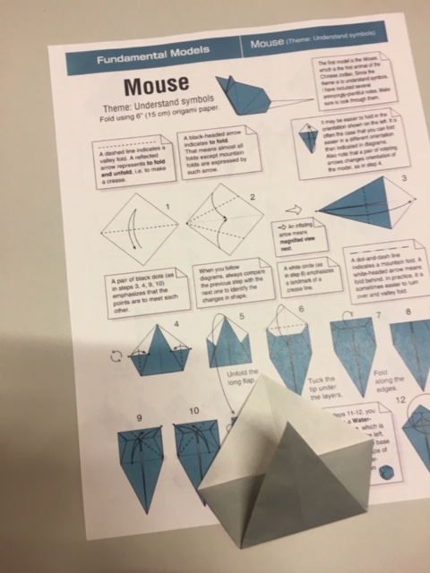 Picture of instructions of a mouse origami project