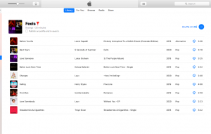 a list of the songs listed in the feels playlist on apple music