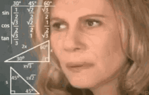 A gif of a woman looking at math equations