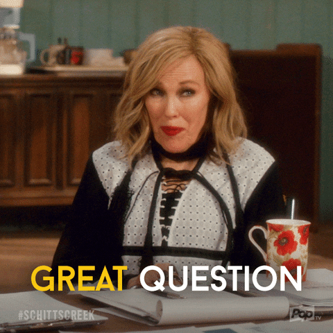 A gif of a woman saying "Great Question"