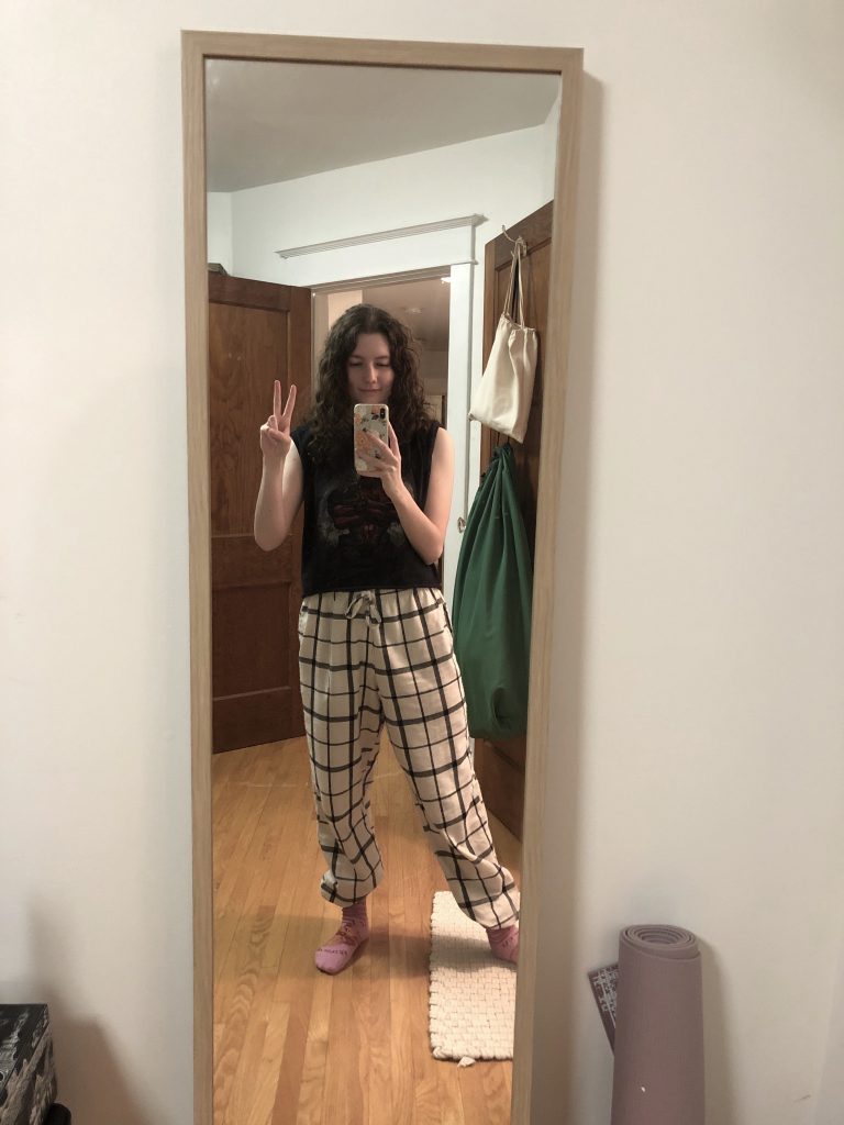 Mirror selfie in pyjamas.