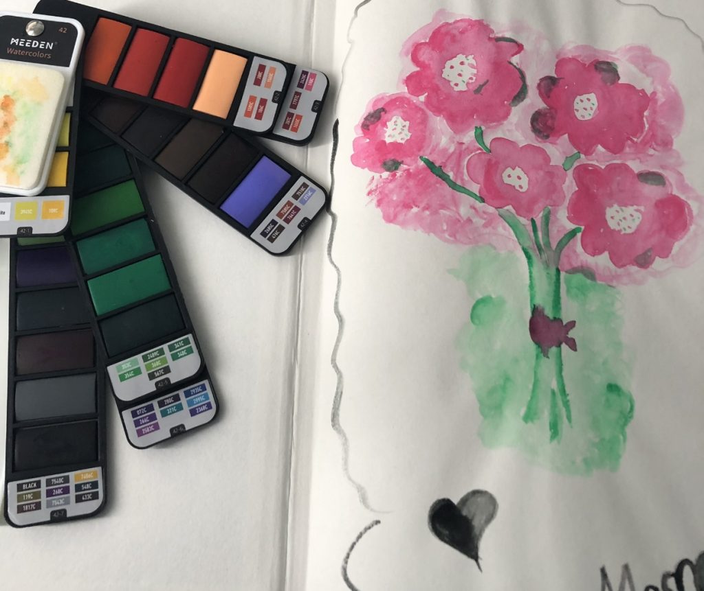 flowers and water color set