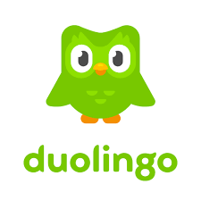 an image of a green bird and the words "duolingo" 