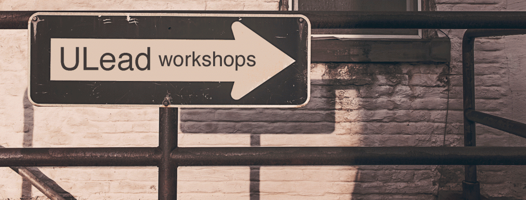 A picture of a sign entitled "ULead workshops"