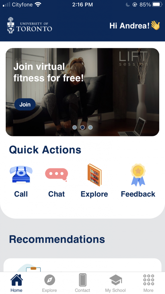 Screenshot of mental health chat/talk service