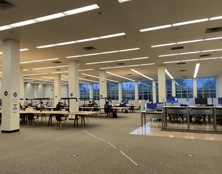 A picture showcasing quite study spaces at the library. 