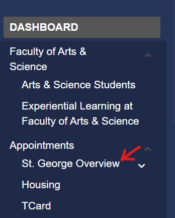 screenshot about university student services