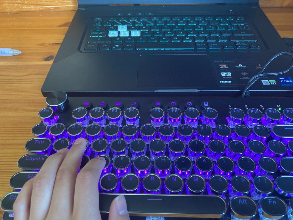 purple backlit mechanical keyboard