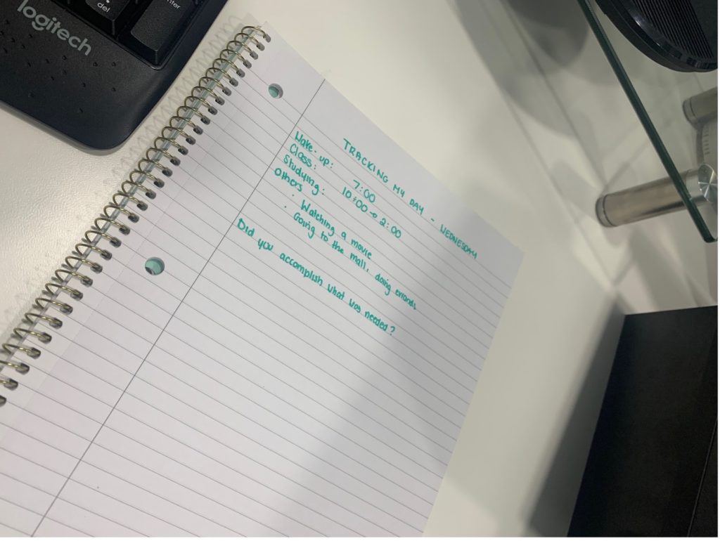 Tracking My Day - Wednesday 
Wake Up: 7:00 
Class: 10:00 - 2:00
Studying: 
Others 
* Watching a movie
* Going to the mall, doing errands 

Did you accomplish what was needed? 