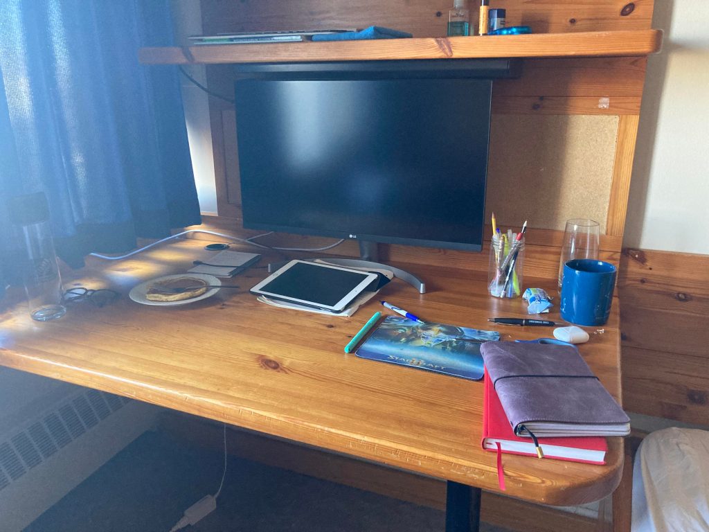 desk and study space setup 