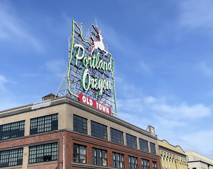 A sign reading Portland Oregon